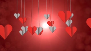 Romantic Heart Animation on Red Valentines Day Background
