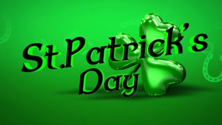 Animation closeup St Patricks Day text and motion green shamrocks on Saint Patrick Day background. Luxury and elegant dynamic style for holiday theme