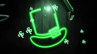 Animation: St. Patrick's Day Text and Motion with Green Shamrocks on a Shiny Background. Luxury and Elegant Dynamic Style for Holiday Theme.