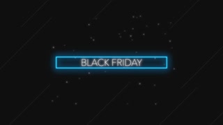 Animation intro text Black Friday on fashion and club background with glowing shapes. Elegant and luxury dynamic style for club and entertainment template