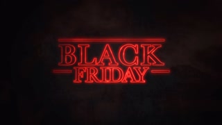 Animation intro text Black Friday with star war styles in galaxy, retro background. Elegant and luxury dynamic style for club and entertainment template