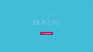 Animation intro text Cyber Monday on blue fashion and minimalism background with red line. Elegant and luxury dynamic style for business and corporate template