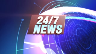 Animation text 24 News and news intro graphic with lines and circular shapes in studio, abstract background. Elegant and luxury dynamic style for news template