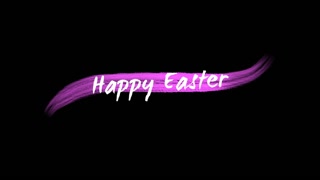 Animation text Happy Easter on purple fashion and brush background. Elegant and luxury dynamic style for business and corporate template