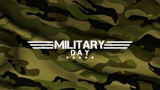 Animation text Military Day on green military background. Elegant and luxury dynamic style for military and warfare template