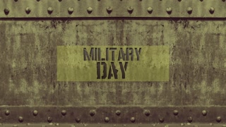 Animation text Military Day on military background. Elegant and luxury dynamic style for military and warfare template