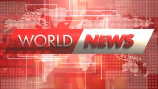 Animation text World News and news intro graphic with grid and world map in studio, abstract background. Elegant and luxury dynamic style for news template