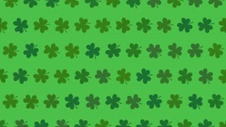 Motion green shamrocks, Saint Patrick Day animation background. Luxury and elegant dynamic style template for holiday
