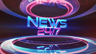 Animation text 24 News and news intro graphic with lines and circular shapes in studio, abstract background. Elegant and luxury dynamic style for news template