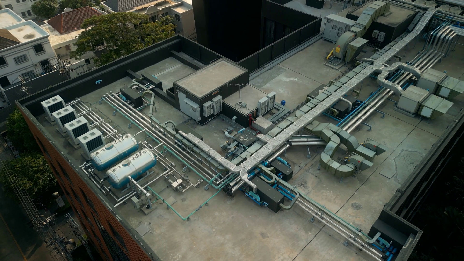 Aerial View Of Rooftop Mechanical Hvac Stock Footage SBV-352557981 ...