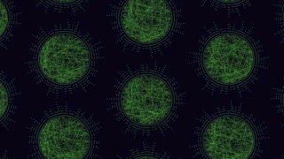 Abstract green network spheres on dark background, futuristic data visualization