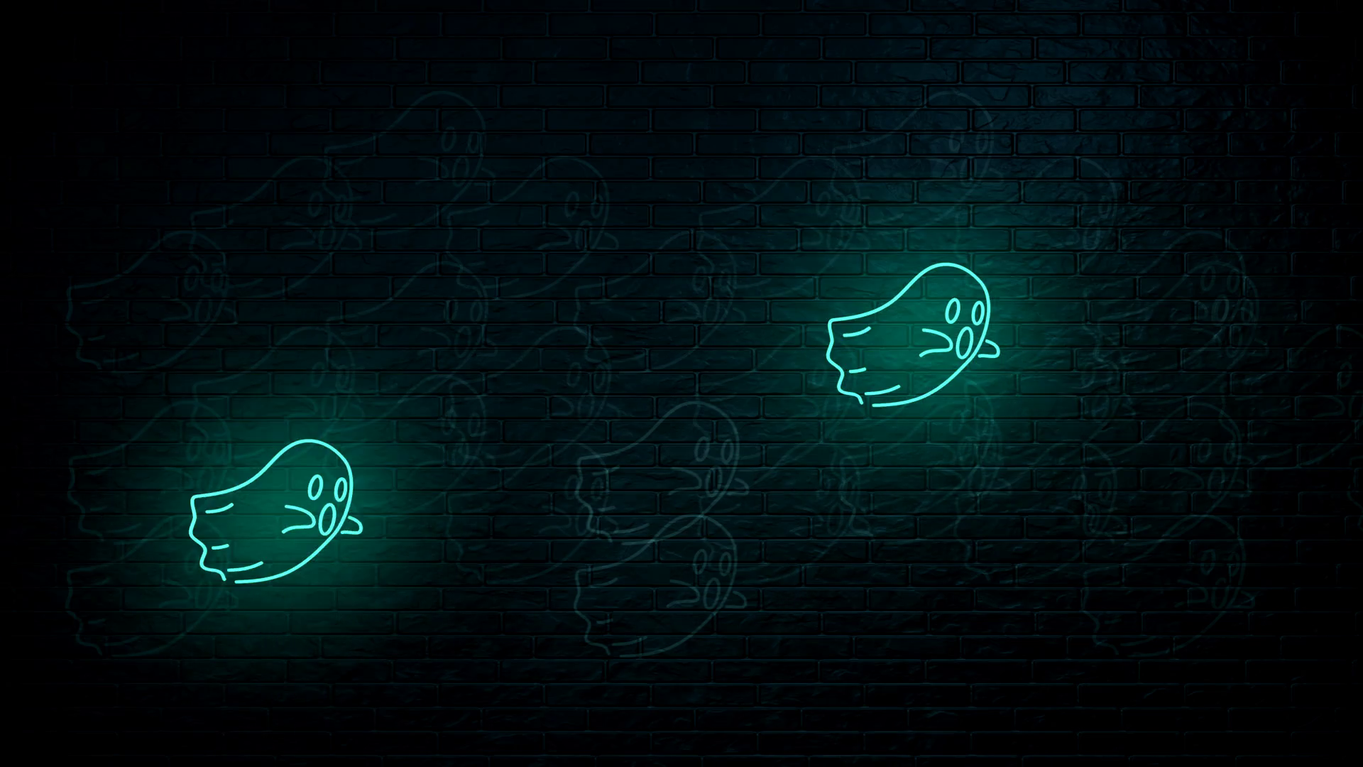 Ghosts Rush Halloween Neon Sign Concept Stock Footage SBV-338769483