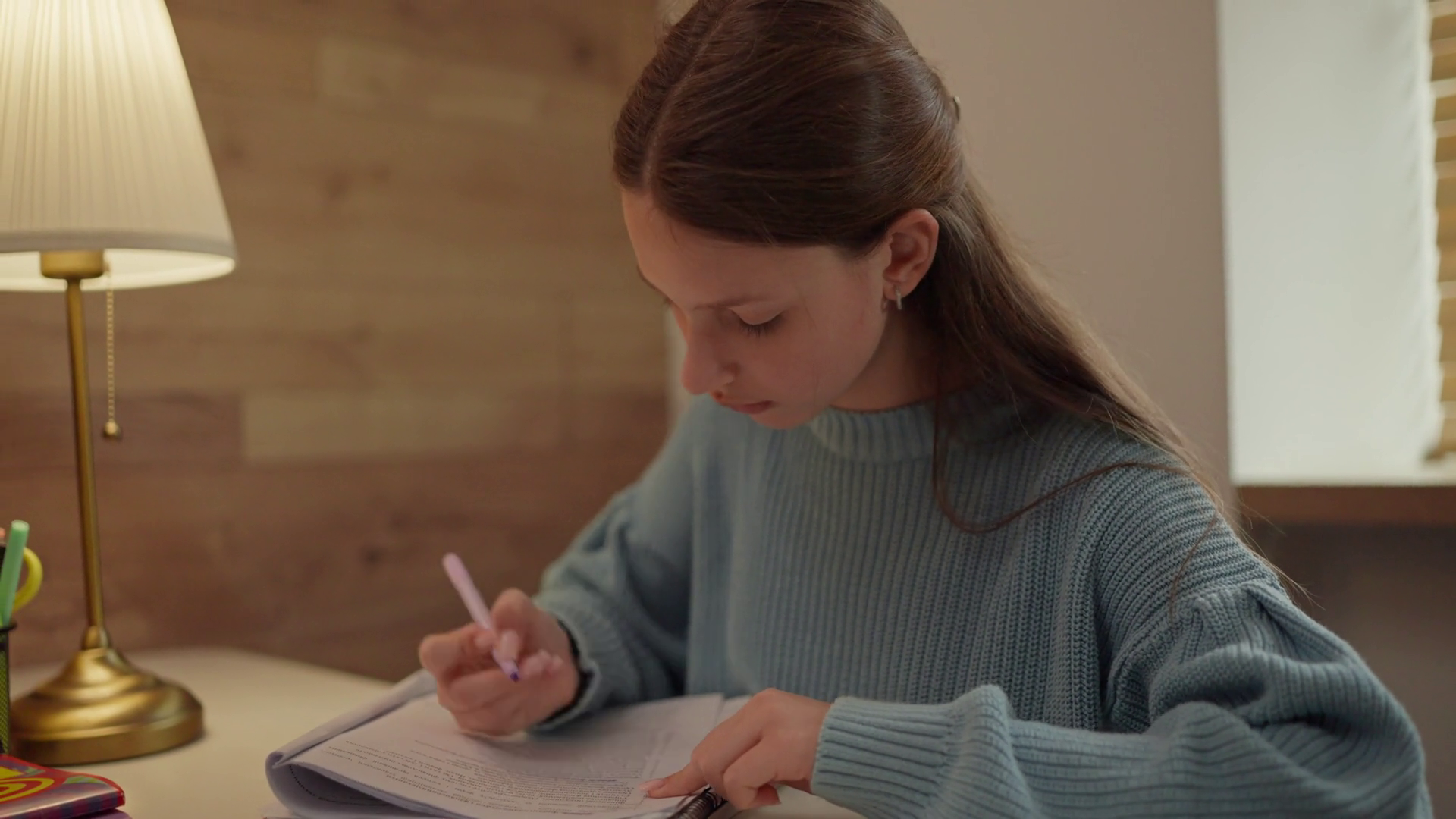 Teenage Girl Taking Notebook Start Writing Stock Footage SBV-352696562 ...