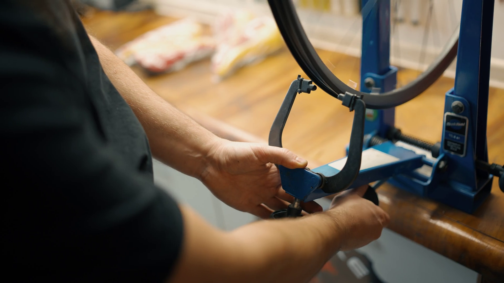 Wheel Straightening Stand In Bicycle Stock Footage SBV347346535