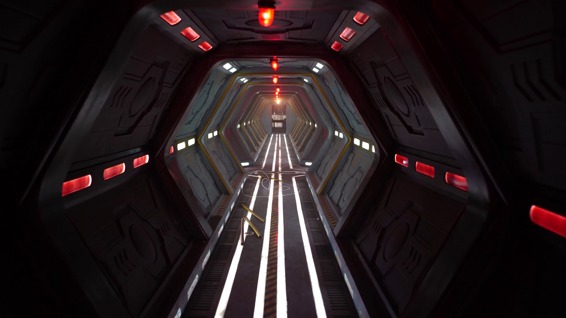 Real Shot Of Futuristic Scifi Hallway On Stock Footage SBV338964133