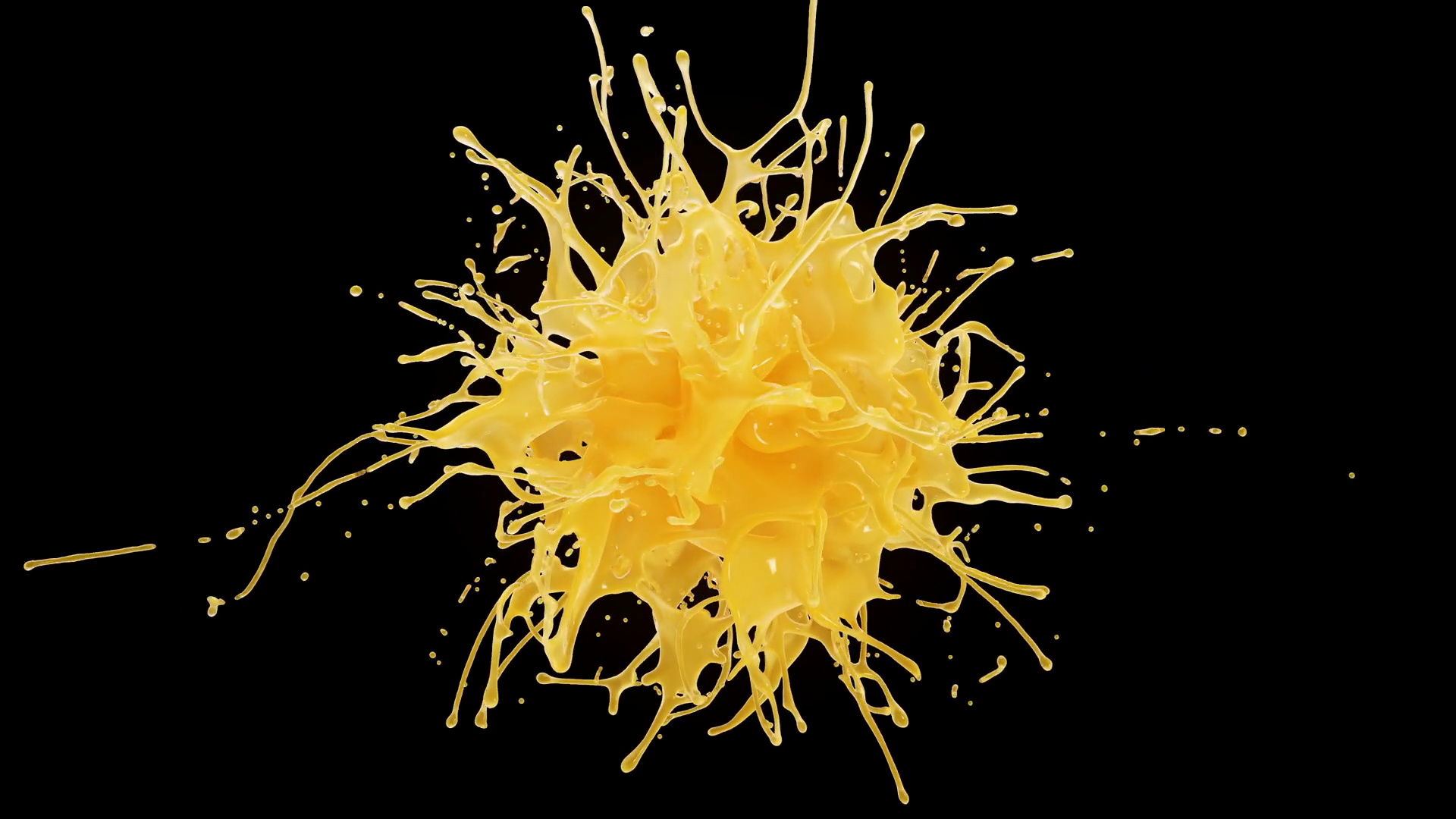 Orange or grapefruit juice explosion in slow motion. 3D animation of