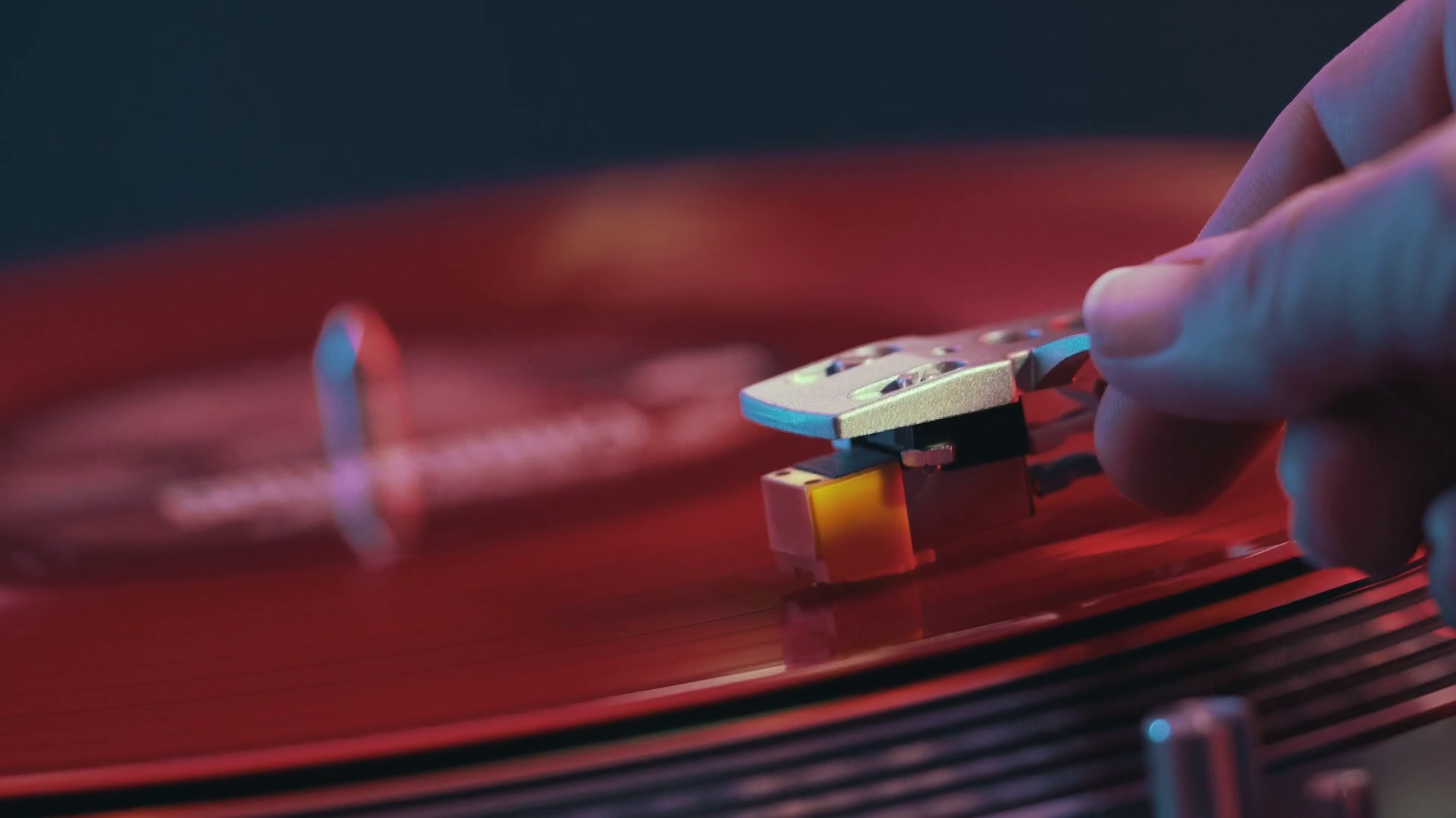 Vinyl Retro Player Turntable Rotating Red Stock Footage SBV347189206