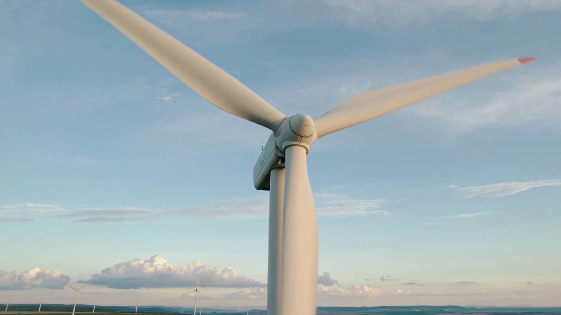 Large Wind Turbines With Blades Rotate In Stock Footage SBV347414372