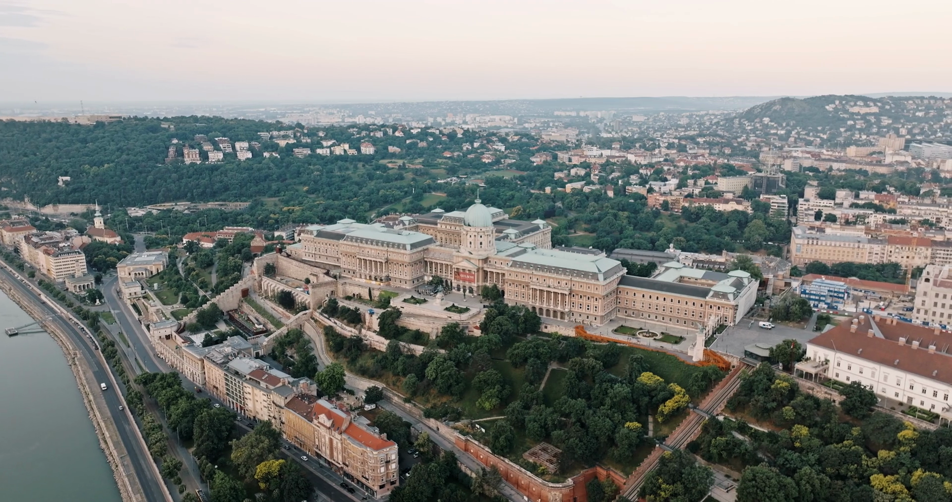 Buda Castle Aerial View From Drone On Street Stock Footage SBV ...