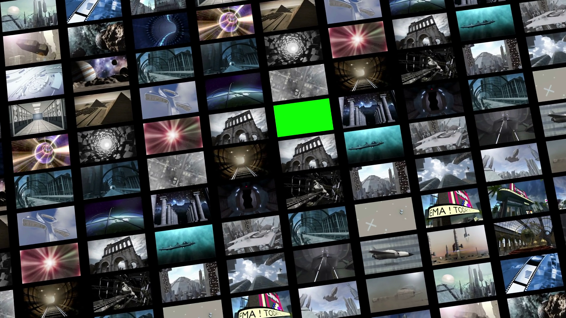 Animated video wall, expanding with green screen 4K Motion Background