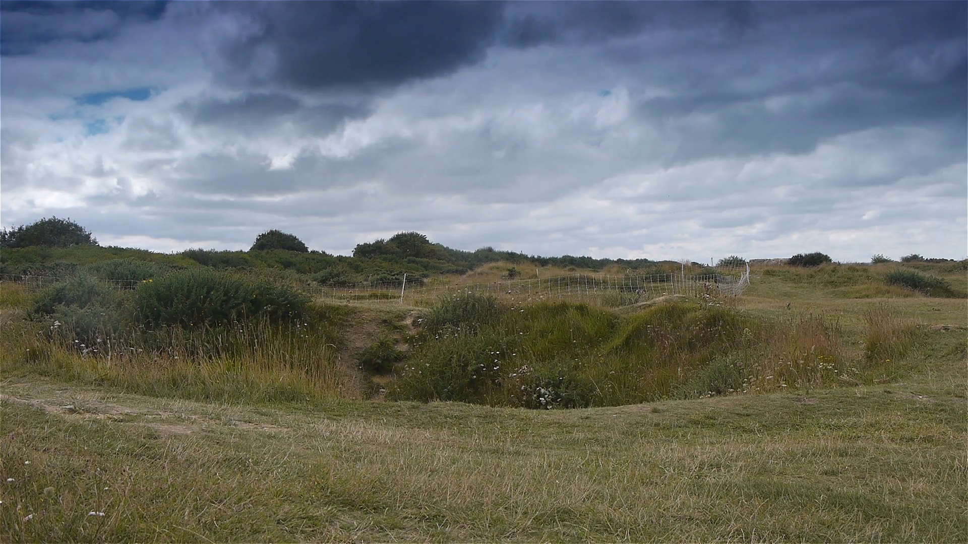 Bomb holes at Utah Beach. World War 2 Dday, Normandy France Stock