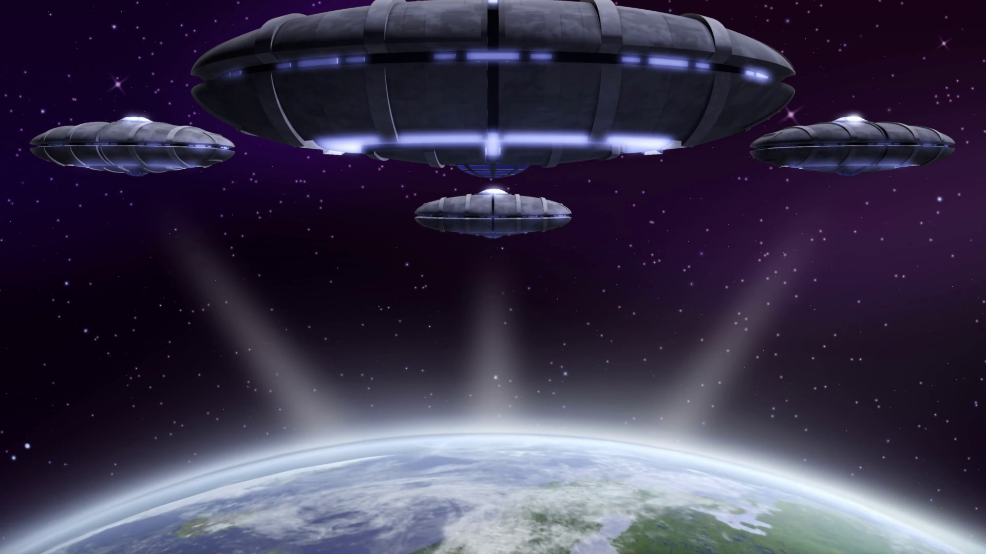UFO flying above earth Motion Background Storyblocks