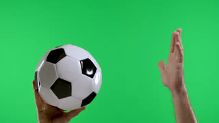 Arm in Black Sweater Pointing Something. Green Screen. Close Up. This is a close up studio shot of a hand on a green screen. A hand with nails is shown touching a screen. This would be suitable for technology related projects.
