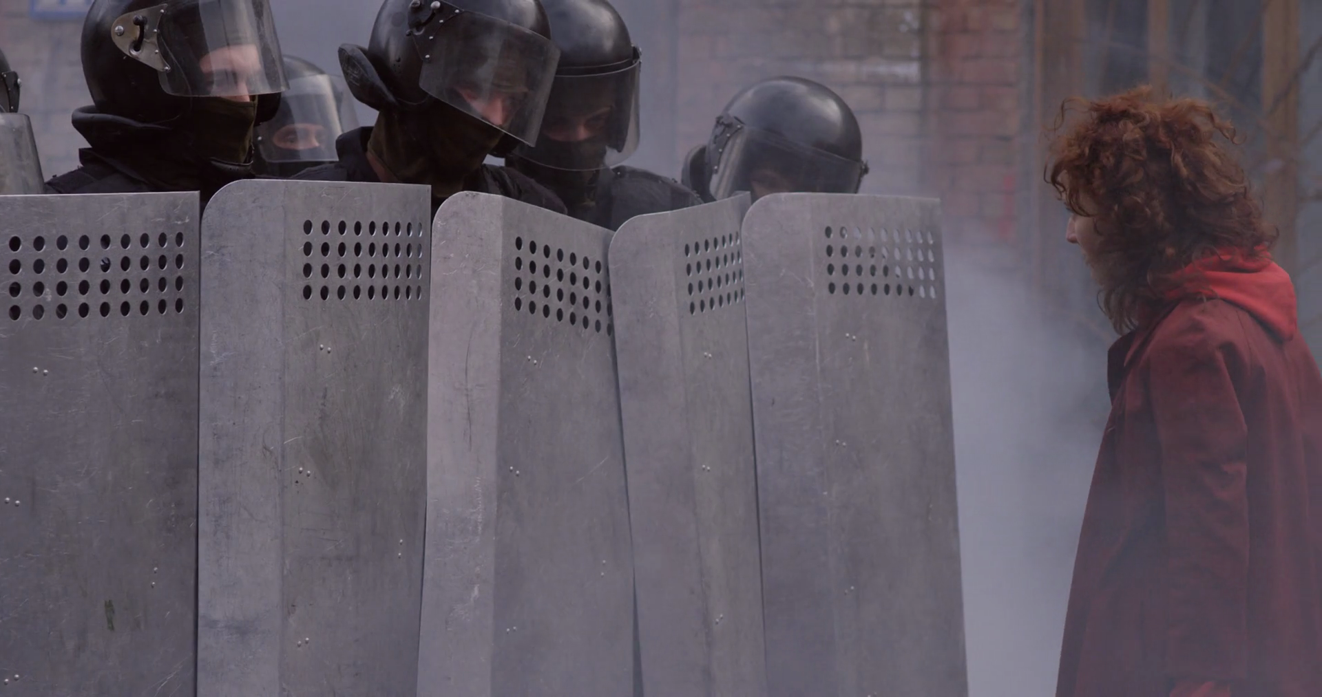 Woman Confrontation Riot Squared Policemen Stock Footage SBV-348407172 ...