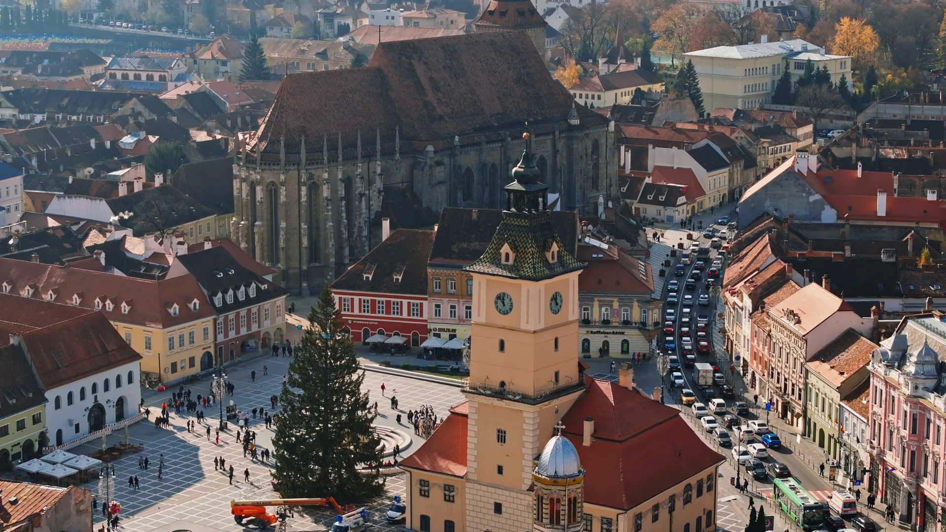 Aerial Drone View Of Christmas Tree Being Stock Footage SBV-352279515 ...