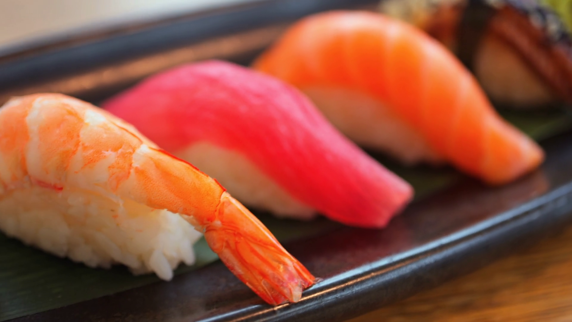 Close Up Of Multiple Nigiri On Black Tray At Stock Footage SBV ...