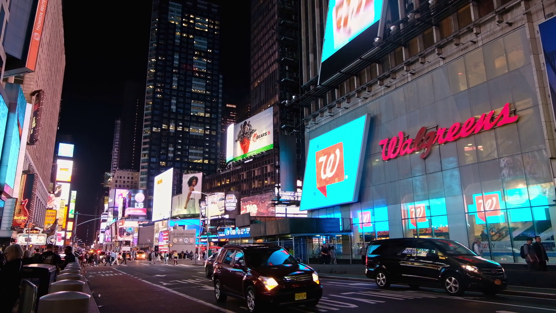Car Drive Men Ride Bikes On Times Square In Stock Footage SBV-352506722 ...