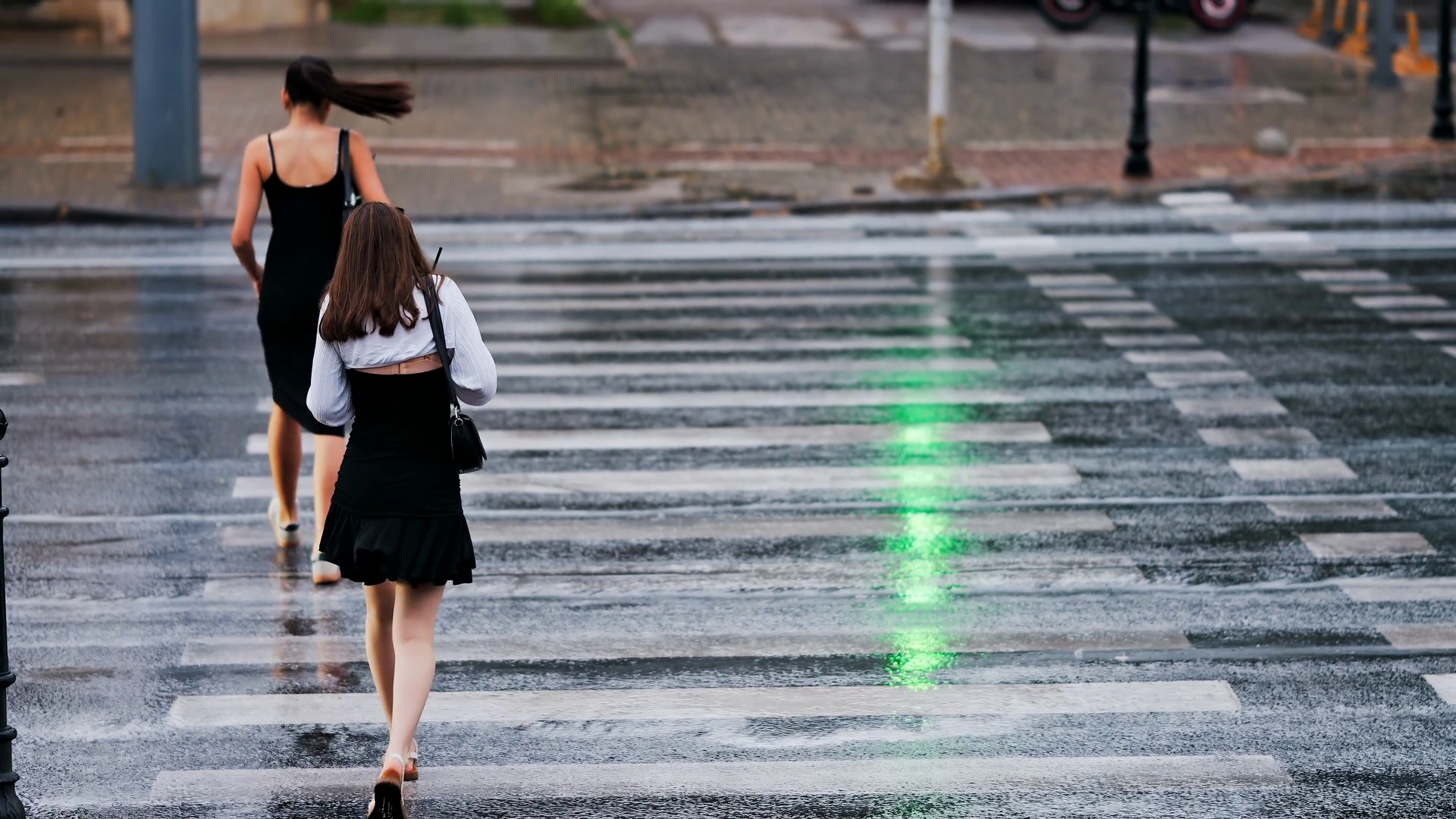Two Girls Crossing Street At Green Light On Stock Footage SBV-352457761 ...