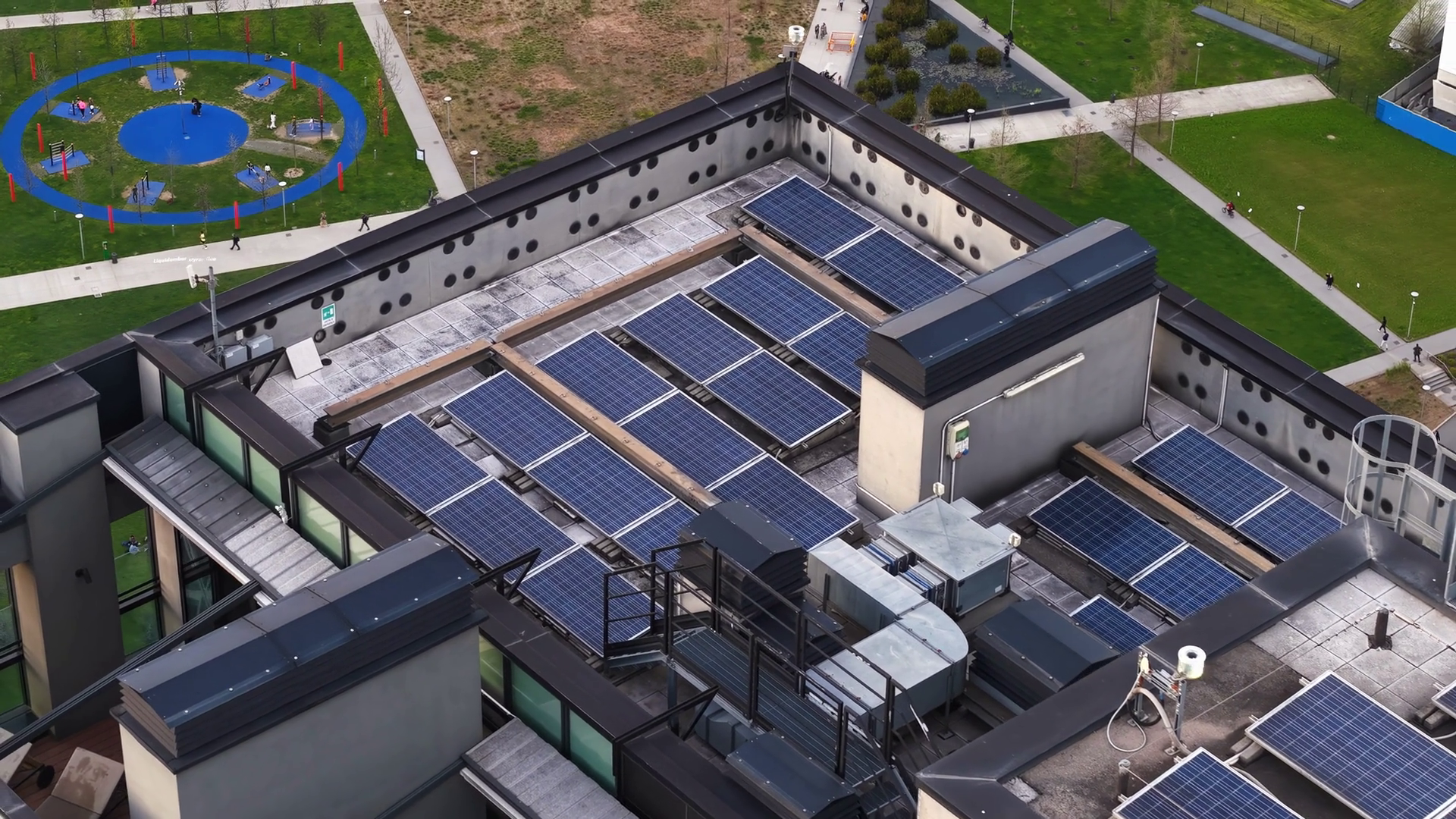 Aerial Drone View Of Solar Panels On Stock Footage SBV-352091357 ...
