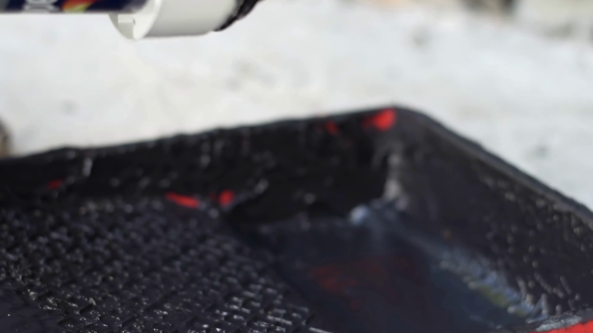 Close Up Of Black Dye Being Poured In Red Stock Footage SBV-352701138 ...