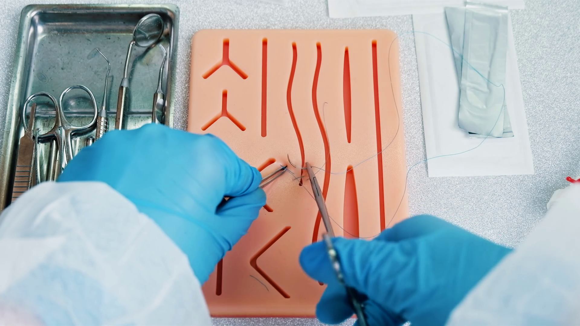 Surgeon Trains To Apply Stitches On Special Stock Footage SBV-352435350 ...