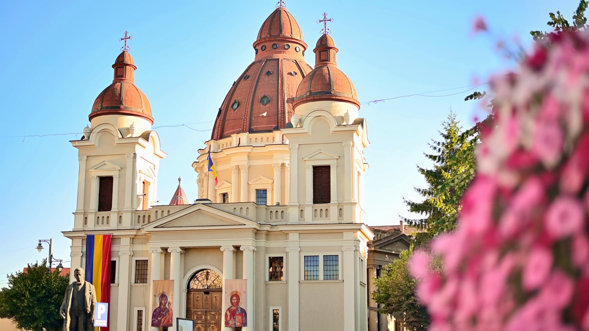 Church Of Annunciation Statue Of Emil Dandea Stock Footage SBV ...