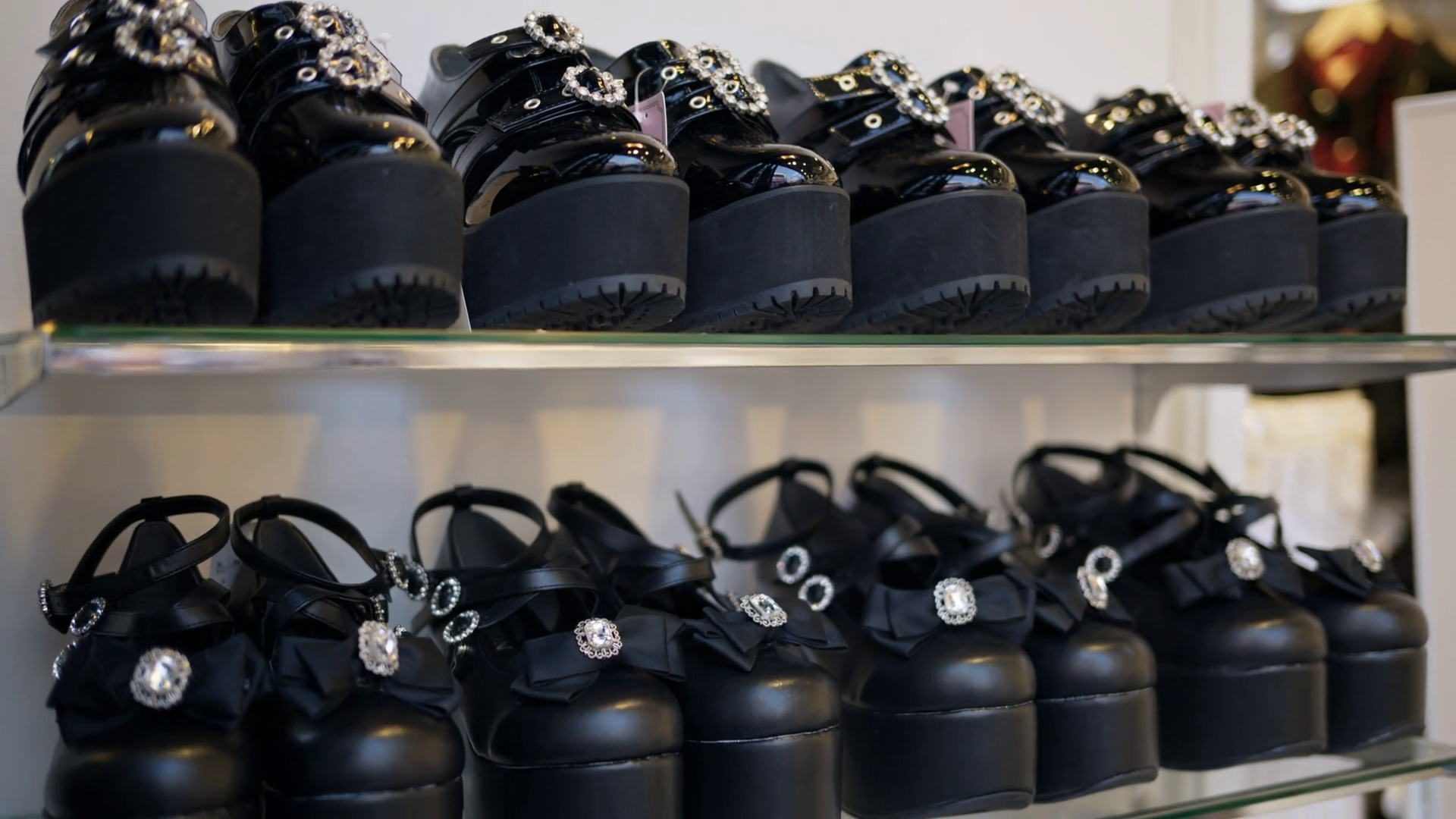 Multiple Platform Shoes On Display In Store Stock Footage SBV-352182934 ...