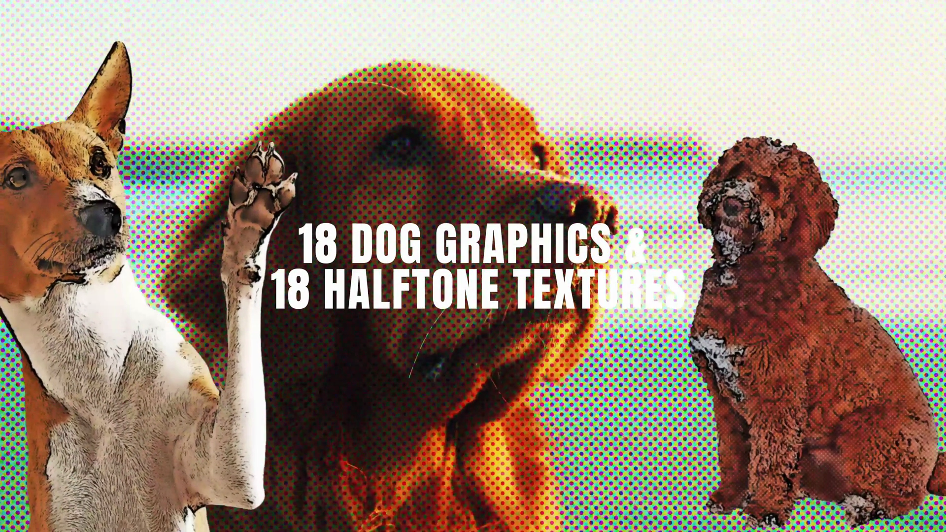 Apple Motion Template: 18 Dog Collage Elements Halftone Overlays SBV ...