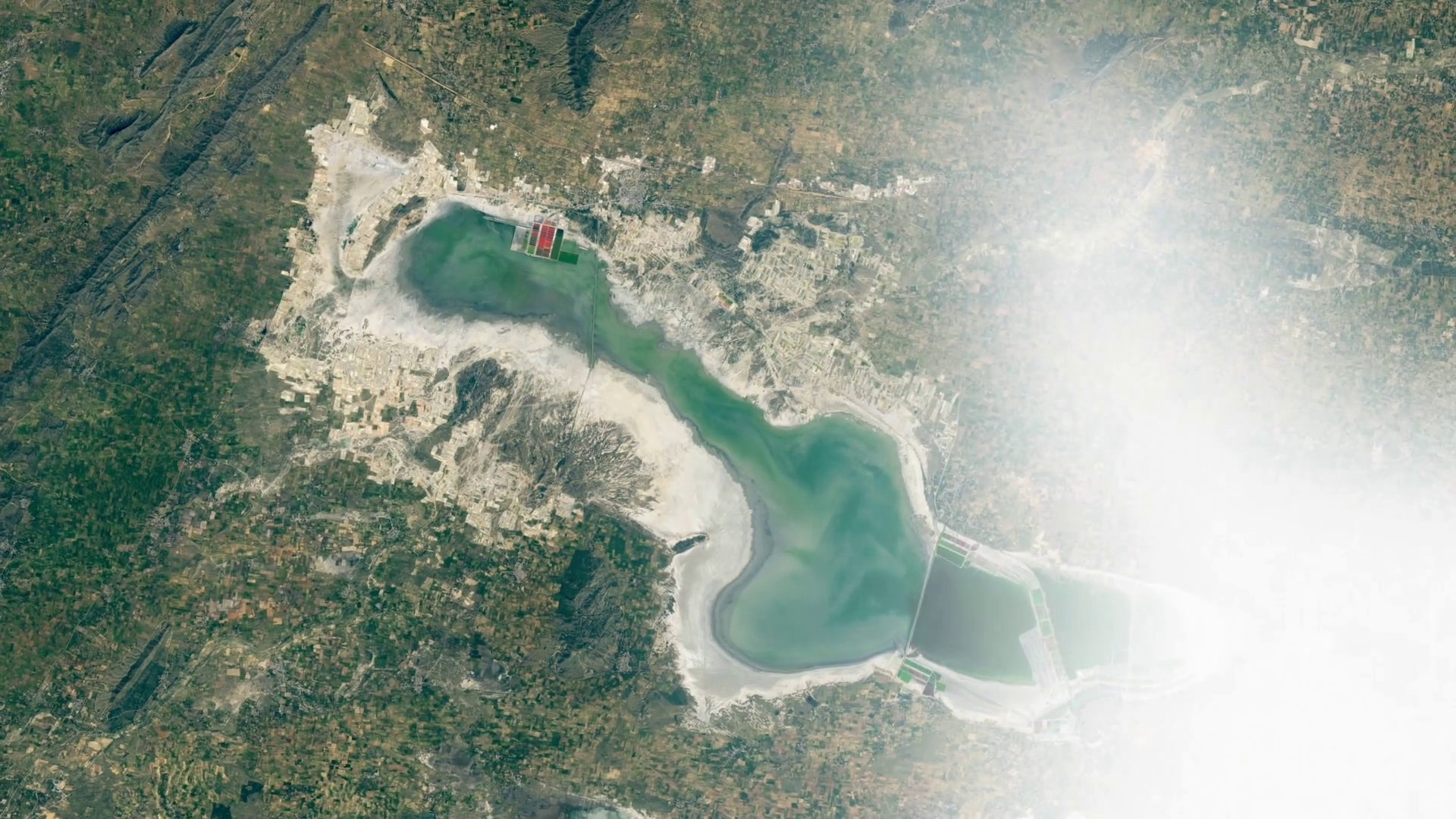 Lake Aerial Satellite View In Green Stock Footage SBV-348529277 ...