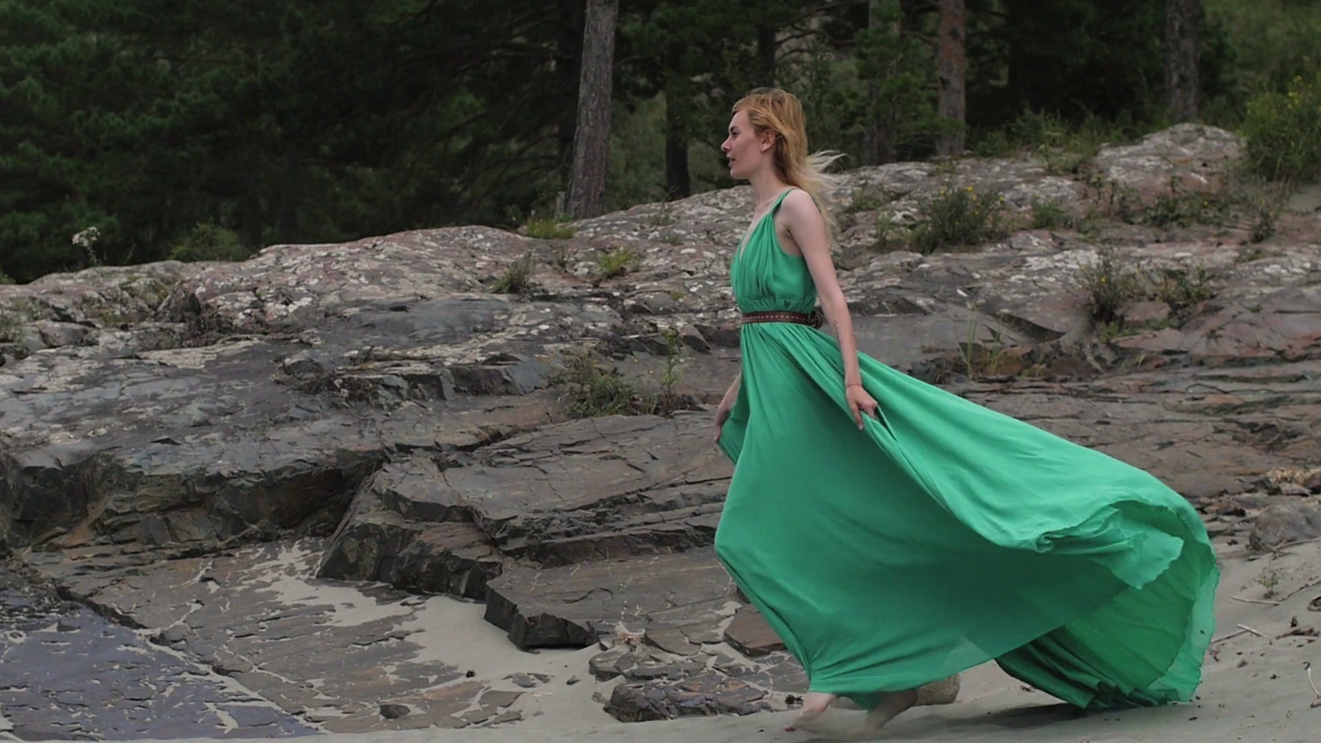 flowing green dress