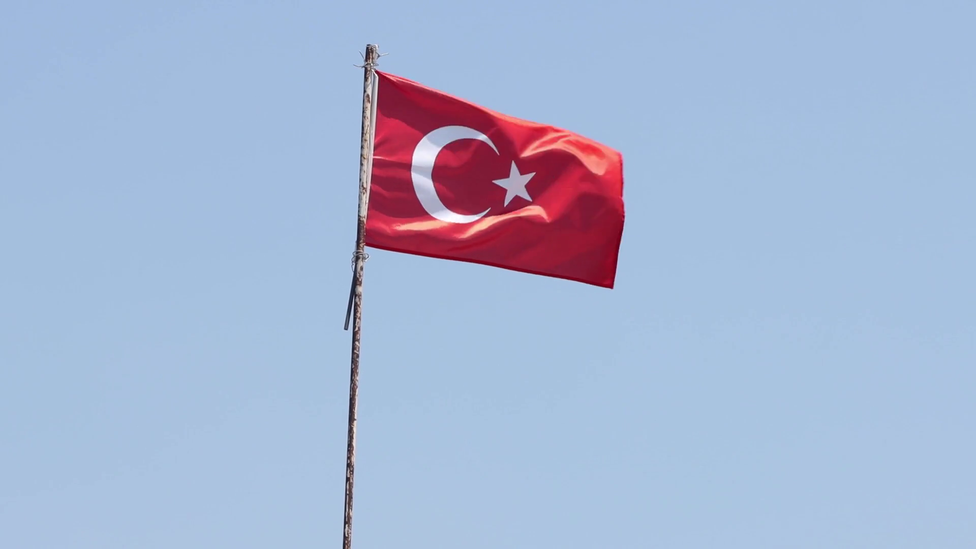 Turkish Flag Waving Proudly Against Clear Stock Footage SBV-352350343 ...