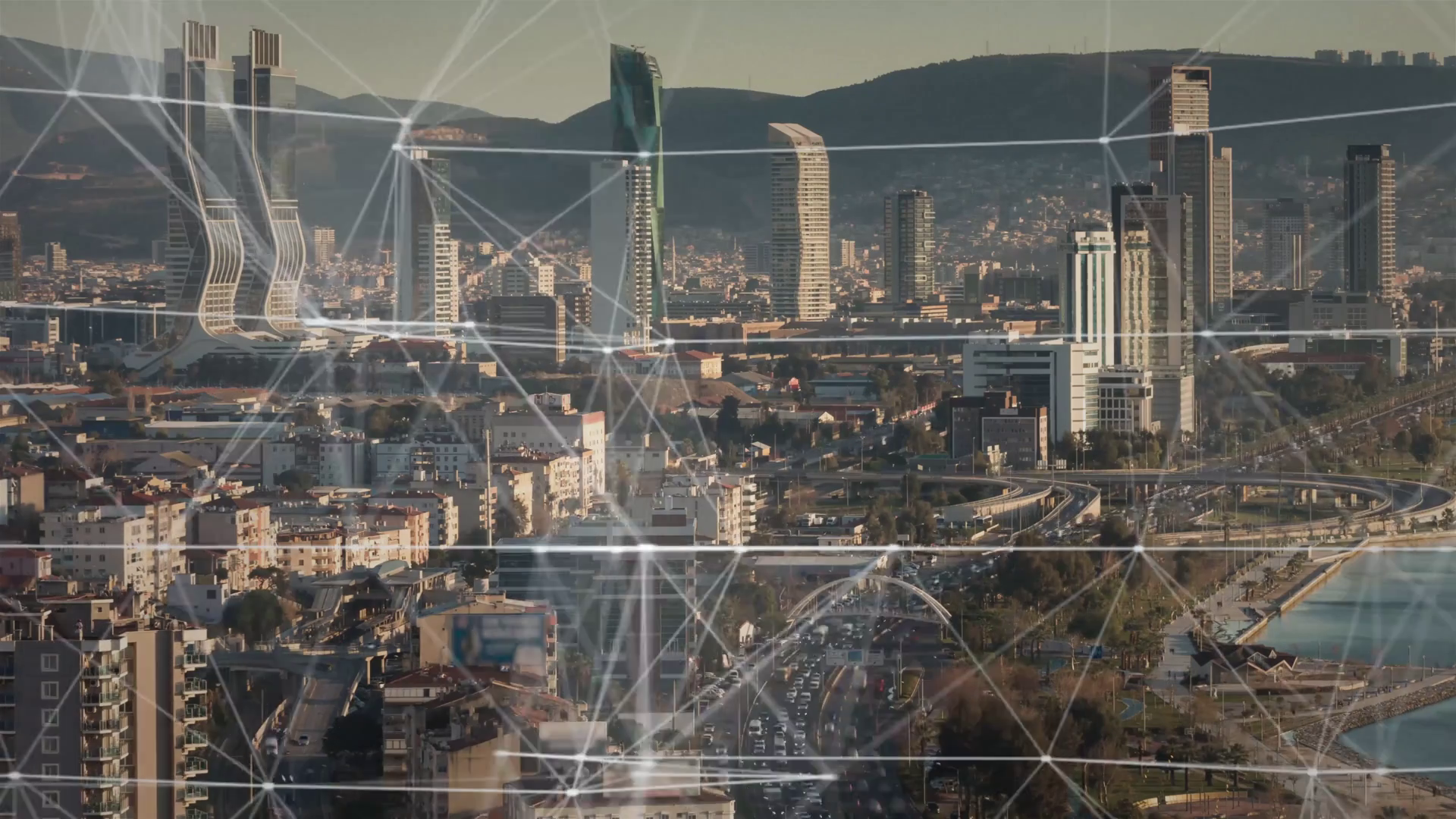 Smart Connected City Skyline Futuristic Stock Footage SBV-351964456 ...