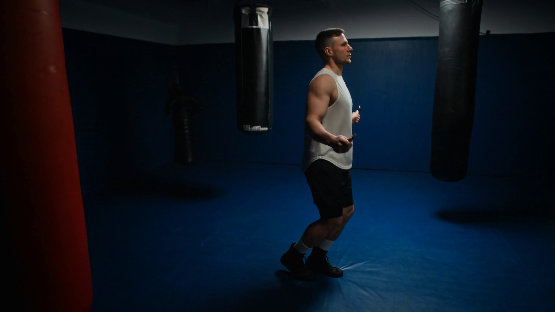 Full Shot Of Athletic Male Boxer Sharpening Stock Footage SBV-352358976 ...