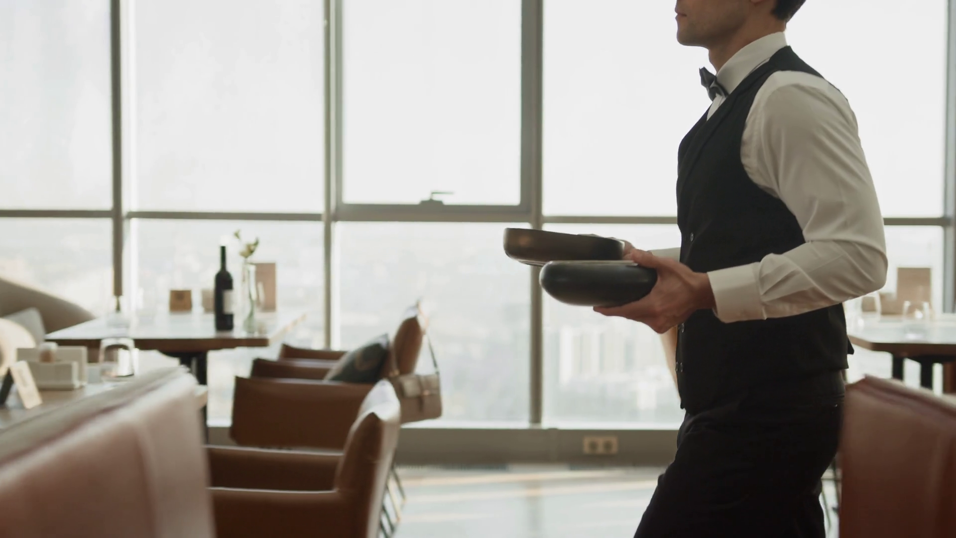 Cropped Tracking Shot Of Server In Elegant Stock Footage SBV-352151023 ...