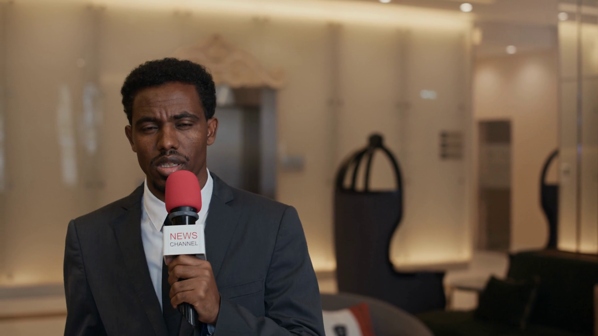 Medium Shot Of Black Male Reporter With Stock Footage SBV-353056525 ...
