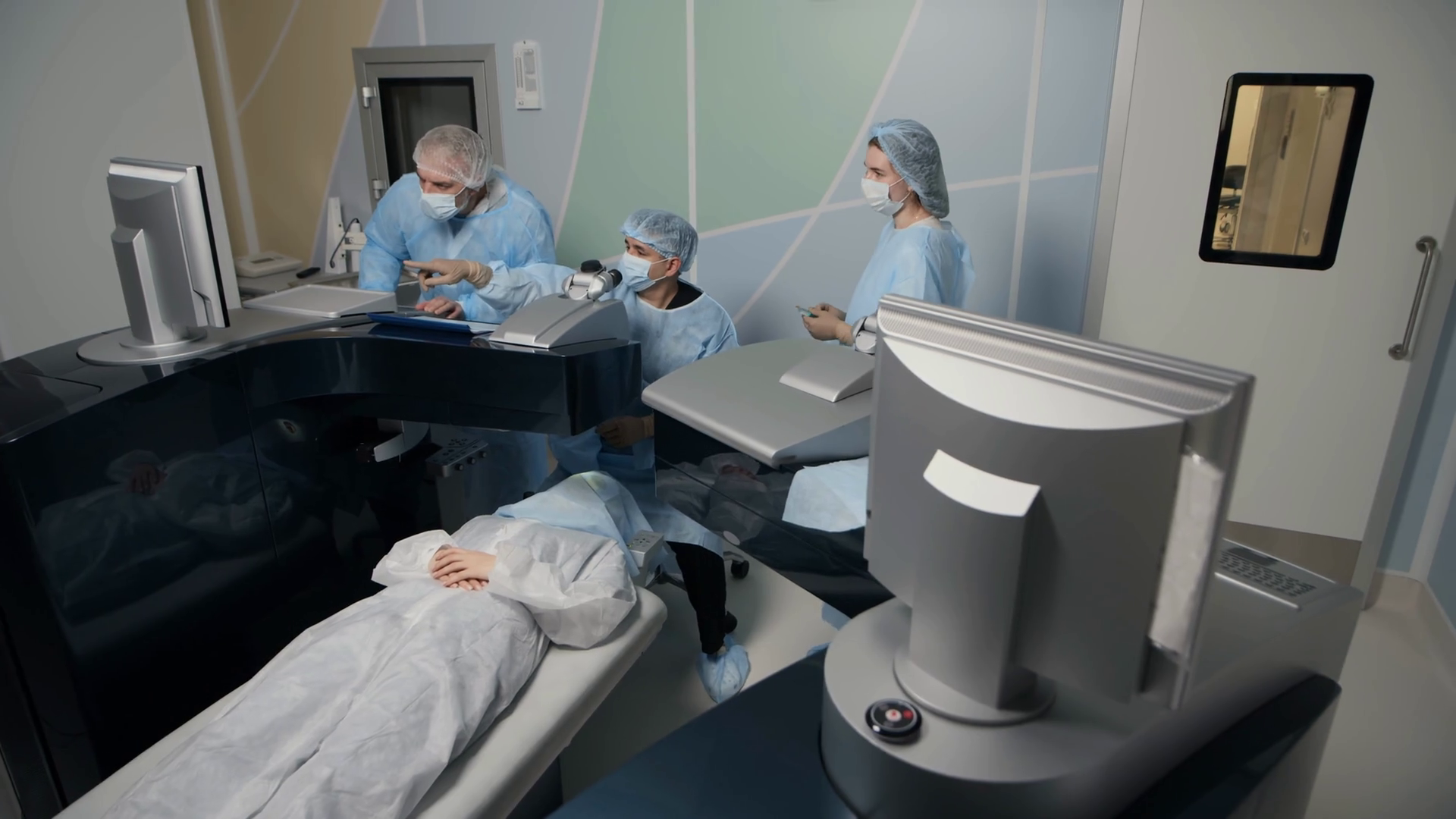 Team Of Ophthalmic Surgeons Conducting Laser Stock Footage SBV ...