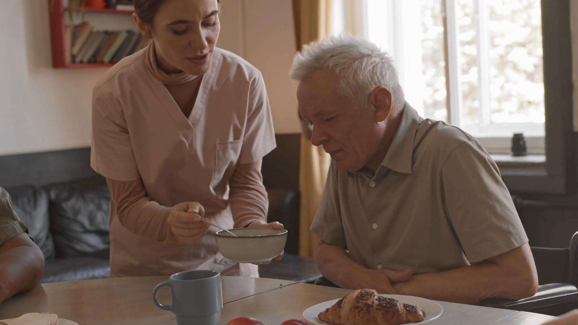 Slowmo Shot Of Caring Young Nurse Feeding Stock Footage SBV346680140 Storyblocks