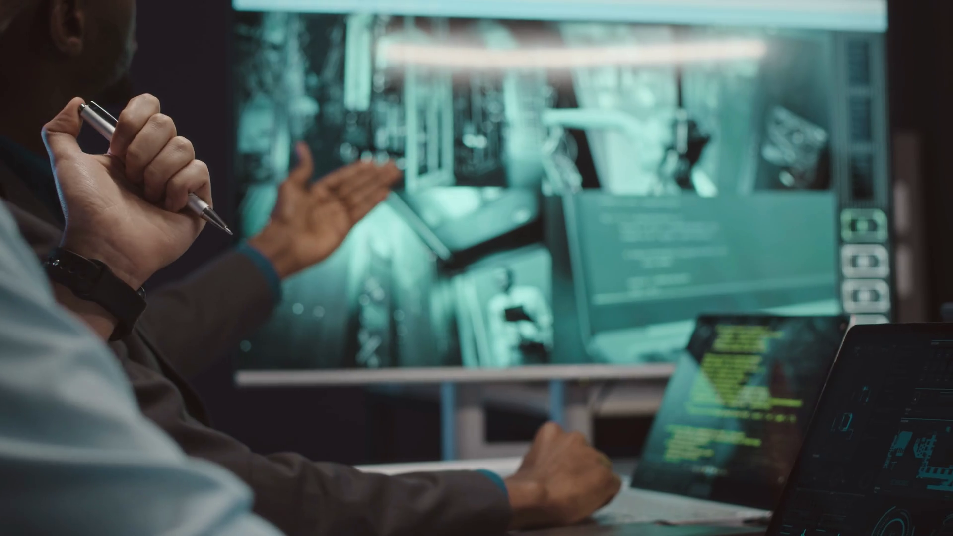 Diverse Male Cybersecurity Workers Watching Stock Footage SBV-347756216 ...