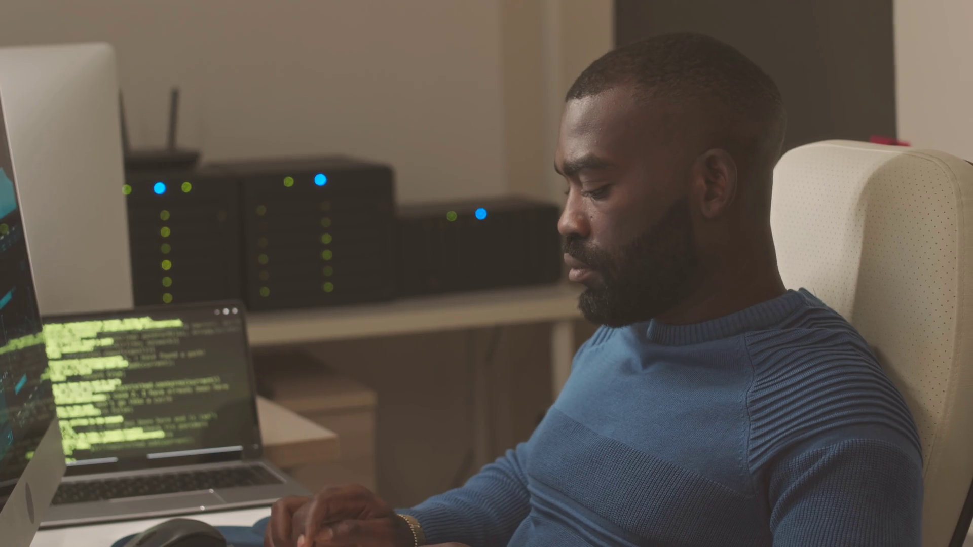 African American Male Programmer Typing Stock Footage SBV-347296827 ...