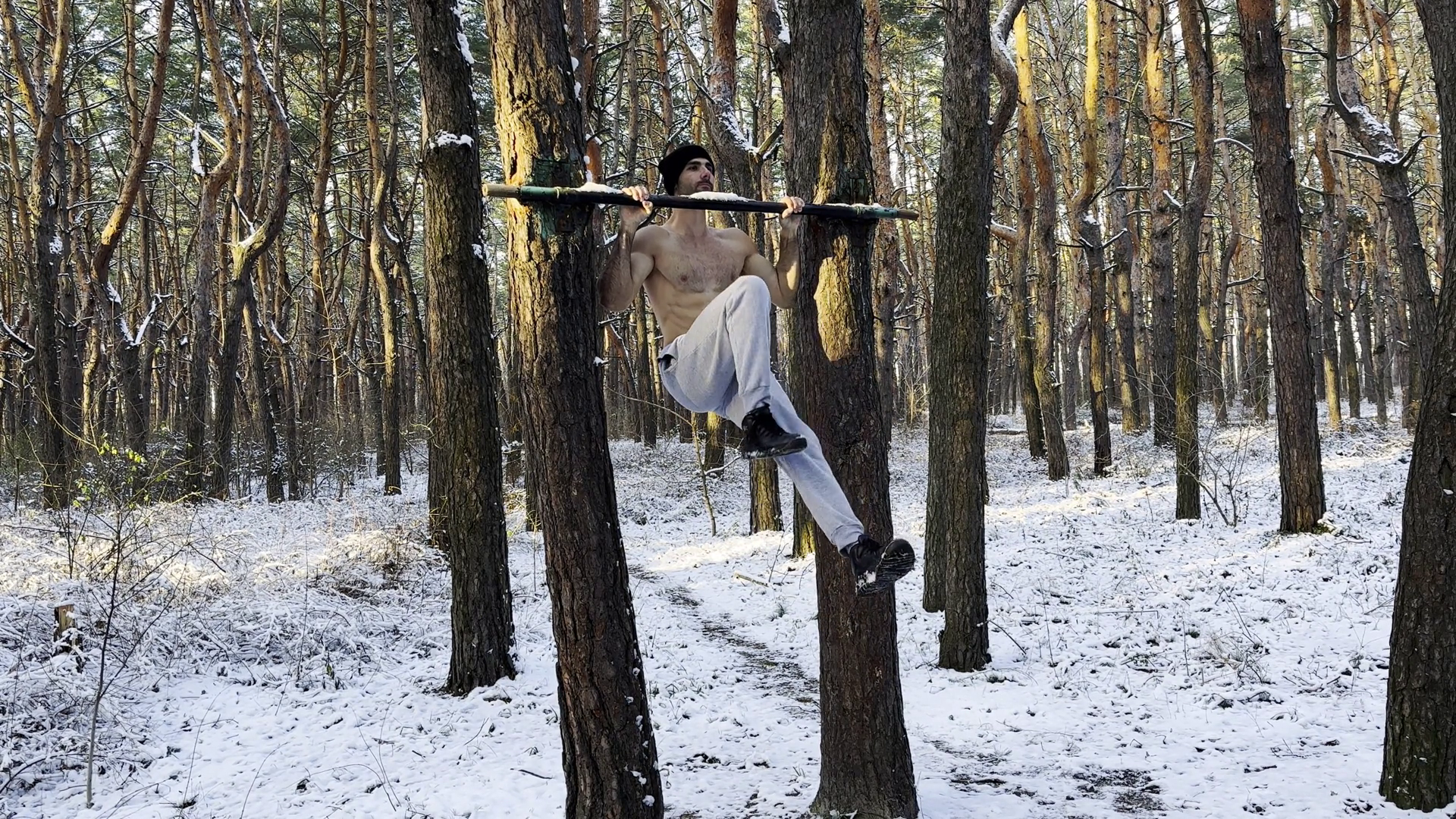 Athletic Man Doing Static Exercises On Stock Footage SBV-353349894 ...